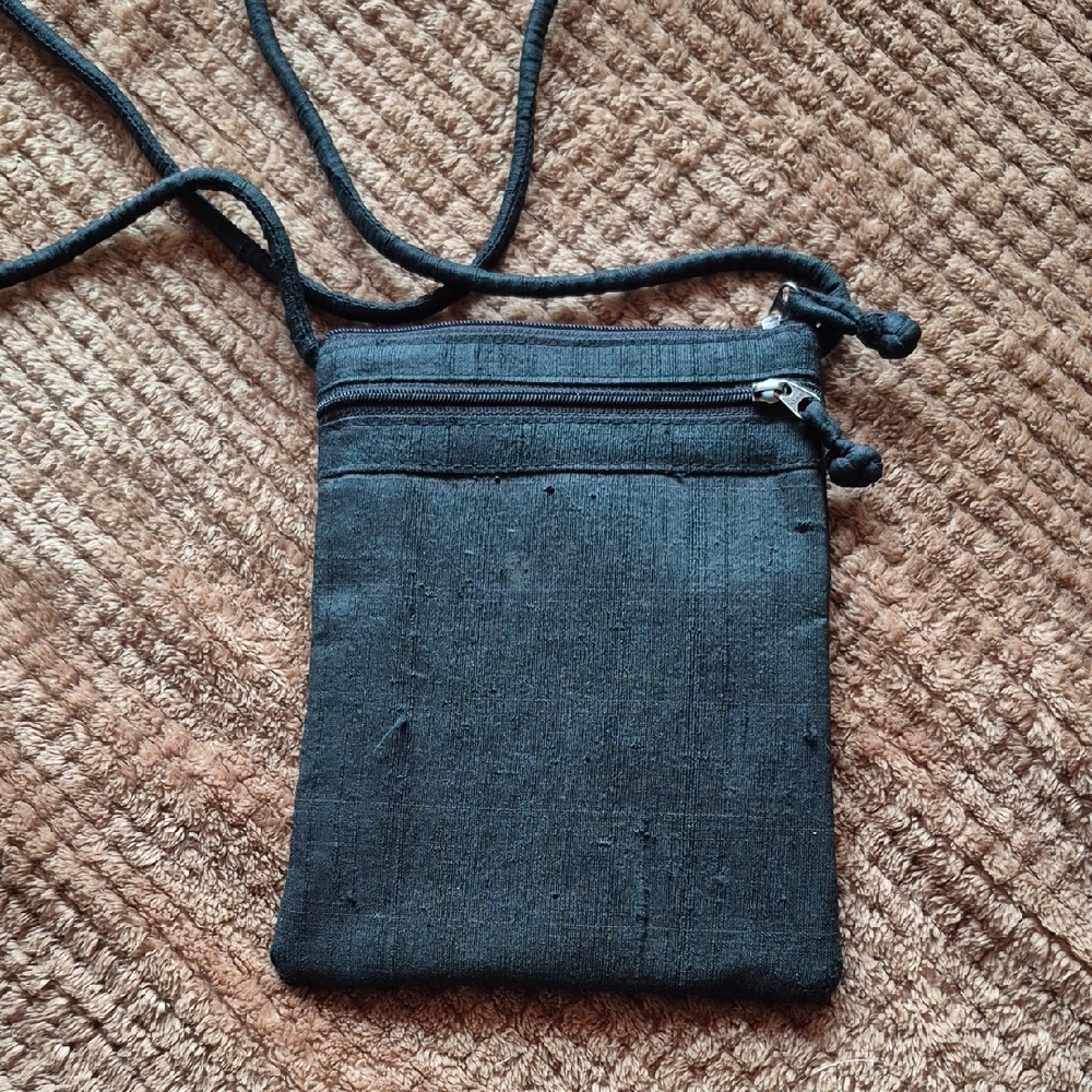 Stylish Black Silk Crossbody Bag